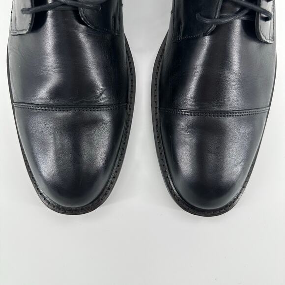 Ecco Biarritz Shoe Men 9 Black Leather Oxford Cap Toe Lace‎ Up Comfort Office - Picture 7 of 9